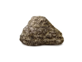 gneiss rock isolated on white background. Gneiss is a foliated metamorphic rock in which the coarse mineral grains have been arranged into a banded structure. 