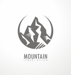 Mountain creative symbol, logo, icon or emblem design. Vector logo illustration.