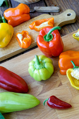 sliced bell pepper on a wooden cutting board