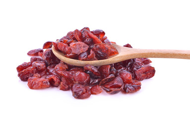 Dried cranberries isolated on white background