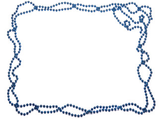 beaded frame on Mardi Gras blue on white background © Irina