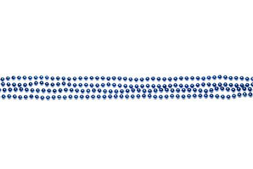 beads laid out in straight rows on Mardi Gras blue on white background © Irina