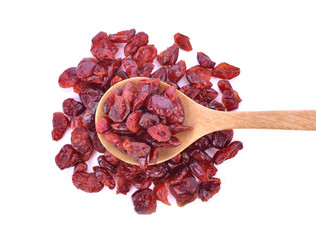 Dried cranberries isolated on white background