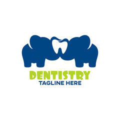 Modern children's dentistry and elephant logo. Vector illustration.