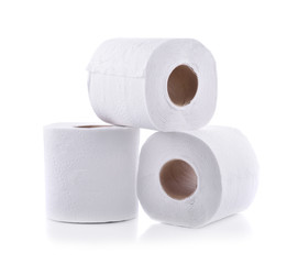 toilet paper on white background