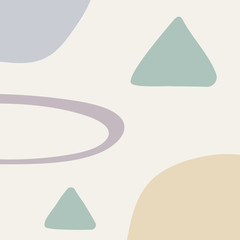 Abstract pastel template with geometric shapes drawn by hand. Square vector illustration.