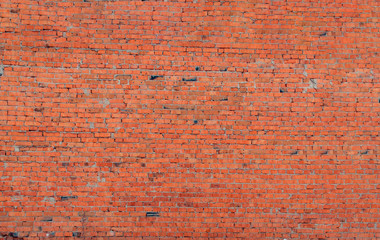 crush red brick wall texture grunge background, old interior design, panorama of masonry pattern