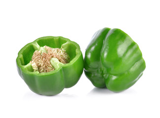 green sweet pepper cuted on white