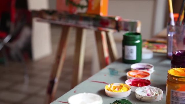 Artist creating