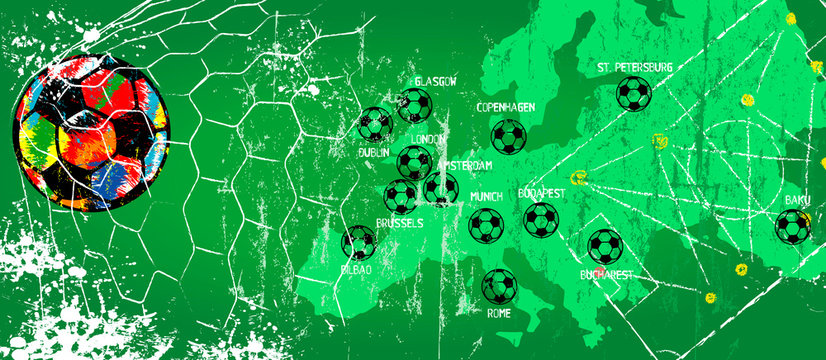 Soccer / Football design for the great soccer event in 2020 with venues ,free copy space, vector