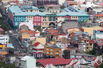Aerial view at the colorful city center of Fort-de-France (Martinique, France) - 310233424