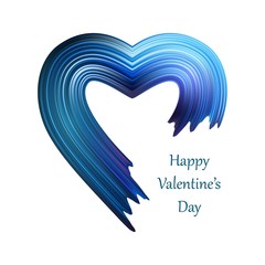 Valentines heart liquid brush shape. Color valentine paint flow isolated on white. Vector illustration
