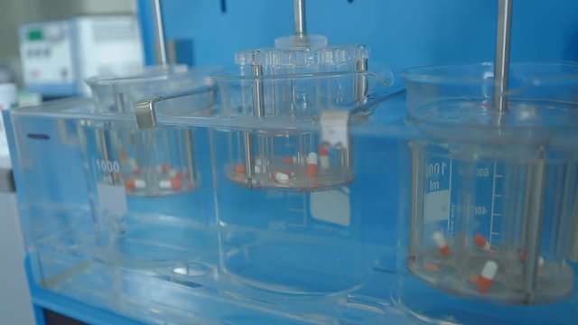 Capsule Being Tested in a Dissolution Apparatus