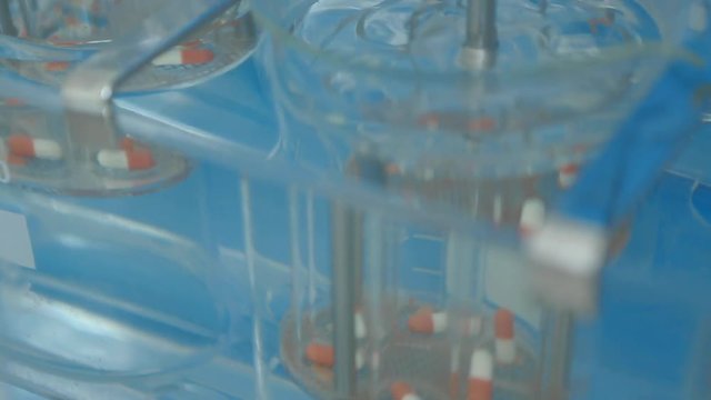 Capsule Being Tested in a Dissolution Apparatus