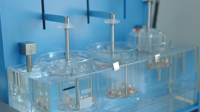 Capsule Being Tested in a Dissolution Apparatus
