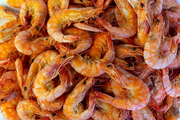 Red shrimp Shrimp just removed from the sea.