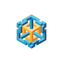 Abstract isometric vector design element