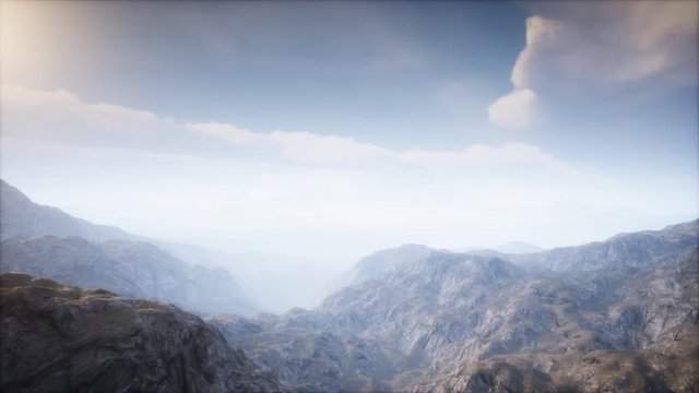 Volcano Crater Landscape with Fog
