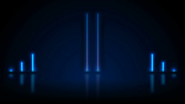 Blue neon laser lines with reflection. Abstract rays technology retro background. Futuristic glowing motion design. Video animation Ultra HD 4K 3840x2160