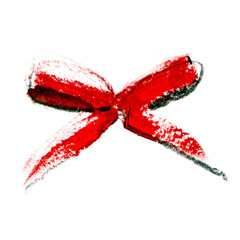 Holiday Beautiful red Ribbon And Bow. Watercolor Christmas on white background. Perfect for invitations, greeting cards, postcard, textile design, prints.