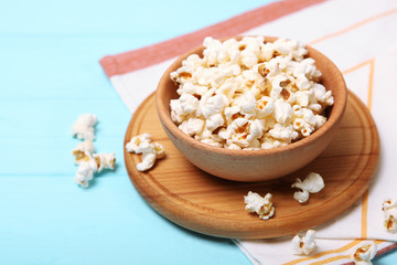 popcorn in a plate on the table