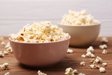 popcorn in a plate on the table