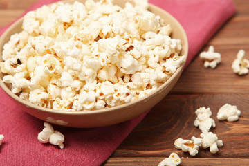 popcorn in a plate on the table