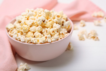 popcorn in a plate on the table