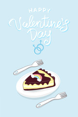 Happy valentines day background for sexual minorities. Pie rainbow as a symbol of the LGBT community, gays and lesbians. Cute greeting card in doodle style.