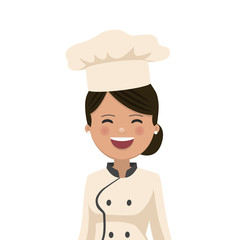 Happy chef woman smiling. Isolated flat vector illustration