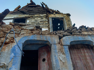 Low angle view of damaged building, Old Jewish Quarter, Old Jewish Quarter, Salzedas, Douro Valley, Portugal