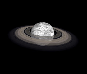 Fototapeta na wymiar Frozen in Ice Earth planet with atmosphere and saturn ring isolated on black background. Elements of this image were furnished by NASA.