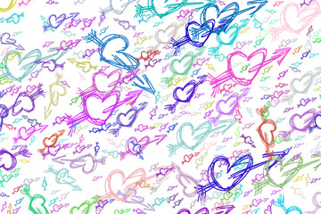 Abstract hand drawn love for valentine day, artistic for graphic design, catalog, textile or texture printing & background.