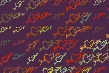 Artistic love for valentine day hand drawn background abstract. Celebrations, creative, texture & web.