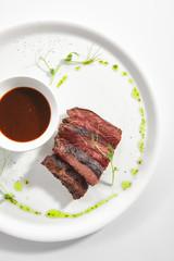 Alternative Grilled Skirt Steak, Well Done Machete Fillet Isolated