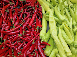 Red and green peppers