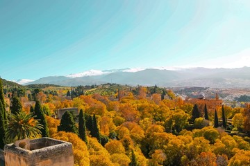 Mountain view from the Alhambra. Granada Spain