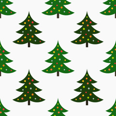Decorated Christmas trees seamless pattern.