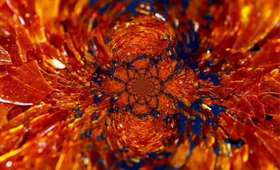 abstract color decoration with natural shellac flakes in kaleidoscope