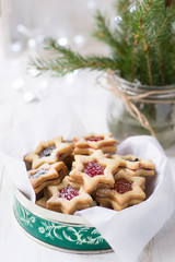 Star cookies with berry jam