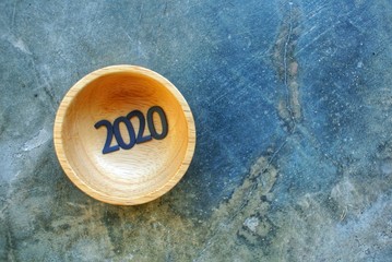 calendar on 2020 on Wooden background.New year concept.