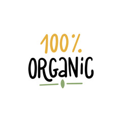 100% organic hand drawn lettering logo for decor, sticker, packaging.