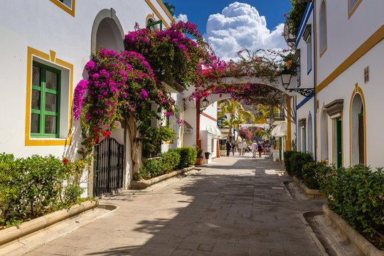 Puerto Mogan in Canary Islands stunning village with ocean view.