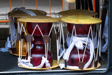 Fototapeta na wymiar national two-headed janggu drum with narrow waist
