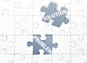 finding suitable solution for a problem concept with jigsaw puzzle with one piece missing