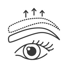 Brow lift black line icon. Cosmetic surgery. Skin care. Facial rejuvenation. Sign for web page, mobile app, banner, social media. Editable stroke.