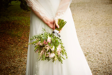 Bride holding a bouquet of flowers