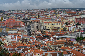 Fototapeta na wymiar Aerial View of a city, St. George's Castle, Castelo, Lisbon, Portugal