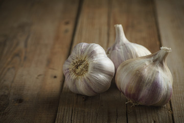 garlic on a wooden table
