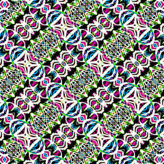 Multicolored Ethnic Geometric Seamless Pattern